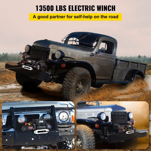 13500 LBS Electric Truck Winch12v Electric Winch ATV Synthetic Rope with Remote Control