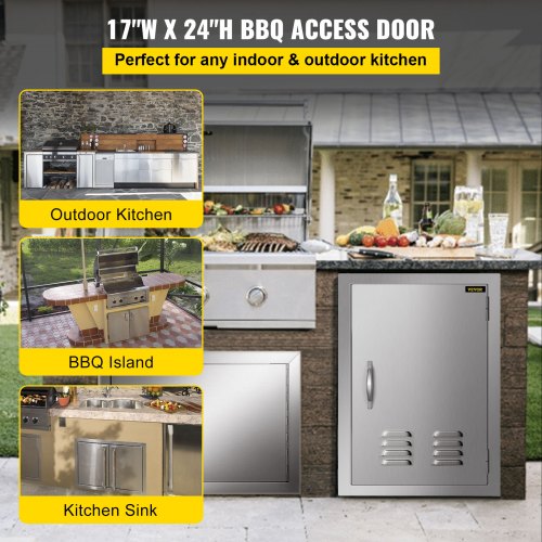 Vevor 24x17" Bbq Access Single Door W/vents Commercia Outdoor Kitchen Handle