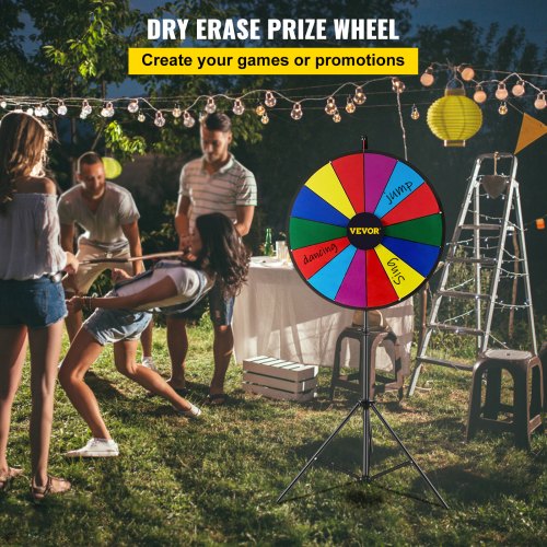 18” Prize Wheel Tripod Floor Stand Color Prize Wheel Fortune Spinner 14 Slots Dry Ease Tradeshow Fortune Spinning Game(18inch)