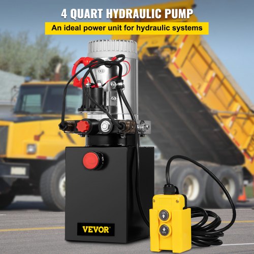 Hydraulic Pump 12V DC Double Acting Hydraulic Power Unit 4L Steel Tank Hydraulic Pump Power Unit for Dump Trailer Car Lifting