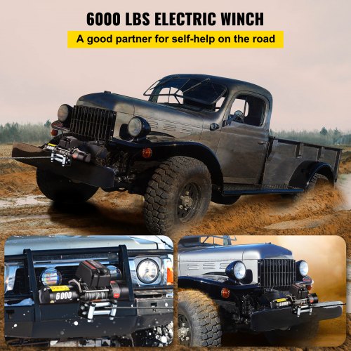 6000LBS 12V Recovery Electric Winch Series Wound Gear Train Remote Control