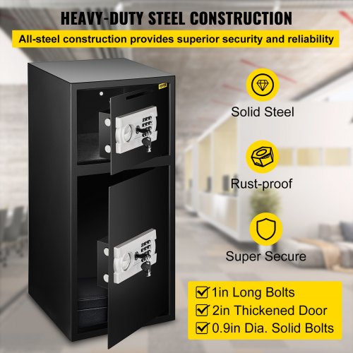 33" Digital Double Door Safe Depository Box Gun Safes Cash Office Security Lock Strong Iron Larger Digital Safe Box