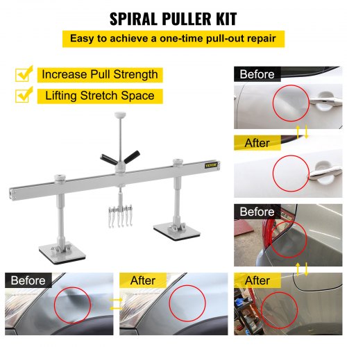Car Dent Puller Kit 85CM Dent Pull Lever 6 Claw Hook + Accessories Paintless Dent Removal Kit Dent Remover Kit for Auto Body Repair Door Dings and Hail Damage