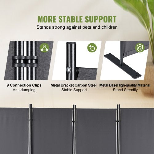 Room Divider 4-Panel Folding Privacy Screen 88.2"x11.8"x67.3" Dark Gray