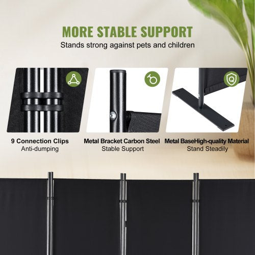 Room Divider 4-Panel Folding Privacy Screen 88.2"x11.8"x67.3"Home Black