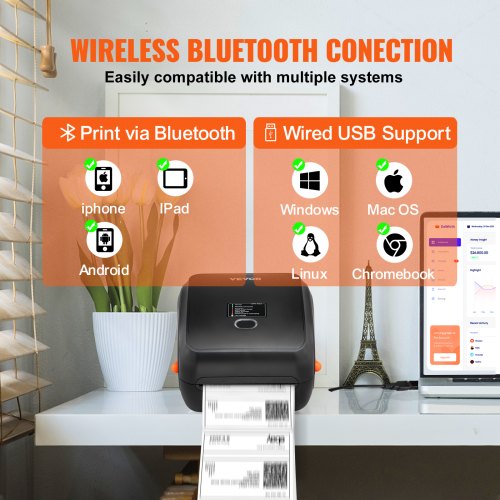 Thermal Label Printer 4x6 300DPI USB/Bluetooth for Amazon eBay Etsy UPS