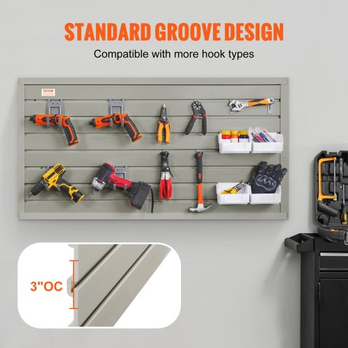 Slatwall Panels, 4 ft x 1 ft Gray Garage Wall Panels 12"H x 48"L (Set of 2 Panels), Heavy Duty Garage Wall Organizer Panels Display for Retail Store, Garage Wall, and Craft Storage Organization