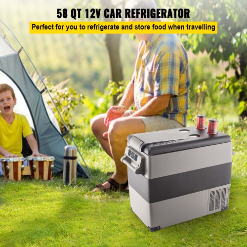Car Refrigerator 55L Compressor Portable Small Refrigerator Car Refrigerator Freezer Vehicle Car Truck RV Boat Mini Electric Cooler for Driving Travel Fishing Outdoor and Home Use