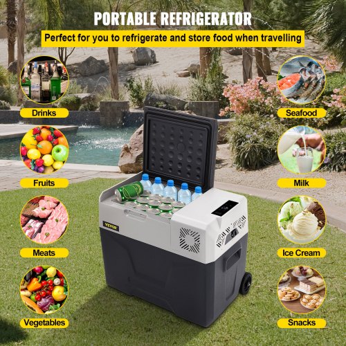 Car Refrigerator 40L Compressor Portable Small Refrigerator Car Refrigerator Freezer Vehicle Car Truck RV Boat Mini Electric Cooler for Driving Travel Fishing Outdoor and Home Use