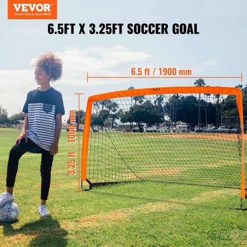 Portable Soccer Goal, 6.5x3.25 ft Kids Backyard Soccer Net, Foldable Pop Up Practice Soccer Net, Mini Youth Training Soccer Goal Set, All-Weather Indoor Outdoor Soccer Goals with Carry Bag