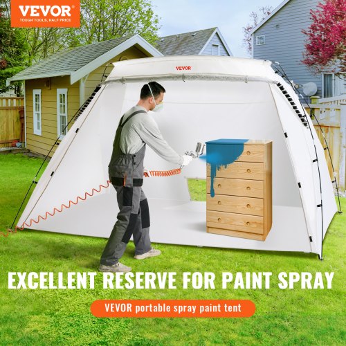 Spray Paint Shelter, 10x7x6ft Portable Spray Paint Tent with Built-In Floor & Mesh Screen, Foldable Pop Up Paint Booth for Furniture Large DIY Hobby Tool Painting Station