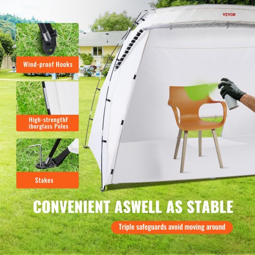 Spray Paint Shelter, 10x7x6ft Portable Spray Paint Tent with Built-In Floor & Mesh Screen, Foldable Pop Up Paint Booth for Furniture Large DIY Hobby Tool Painting Station