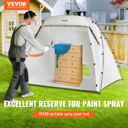 Spray Paint Shelter, 7.5x5.2x5.2ft Portable Spray Paint Tent with Built-In Floor & Mesh Screen, Foldable Pop Up Paint Booth for Furniture Large DIY Hobby Tool Painting Station