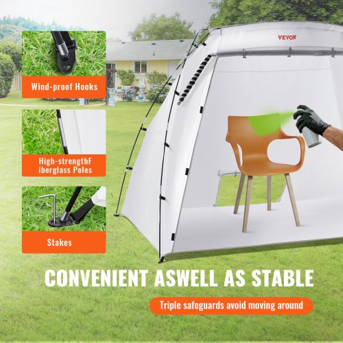 Spray Paint Shelter, 7.5x5.2x5.2ft Portable Spray Paint Tent with Built-In Floor & Mesh Screen, Foldable Pop Up Paint Booth for Furniture Large DIY Hobby Tool Painting Station
