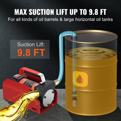 Fuel Transfer Pump, 12V DC 10 GPM 26.2 ft Lift, Portable Electric Diesel Transfer Extractor Pump Kit with Automatic Shut-off Nozzle, Delivery & Suction Hose for Diesel, Kerosene, Transformer Oil