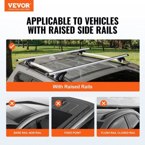 Universal Roof Rack Cross Bars, 54" Aluminum Roof Rack Crossbars, Fit Existing Raised Side Rail with Gap, 200 lbs Load Capacity, Adjustable Crossbars with Locks, for SUVs, Sedans, and Vans