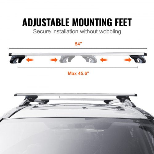 Universal Roof Rack Cross Bars, 54" Aluminum Roof Rack Crossbars, Fit Existing Raised Side Rail with Gap, 200 lbs Load Capacity, Adjustable Crossbars with Locks, for SUVs, Sedans, and Vans