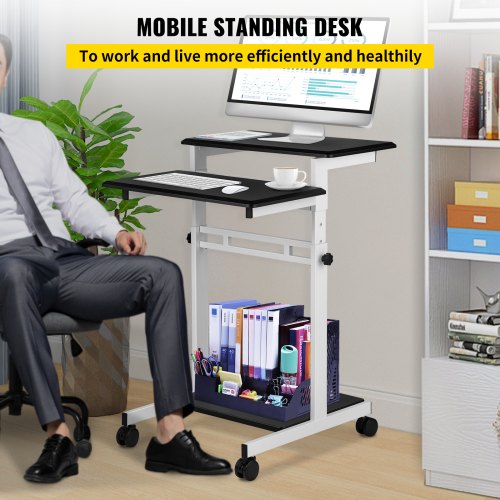 Mobile Standing
Desk Rolling Laptop Desk Height Adjustable for Home Office