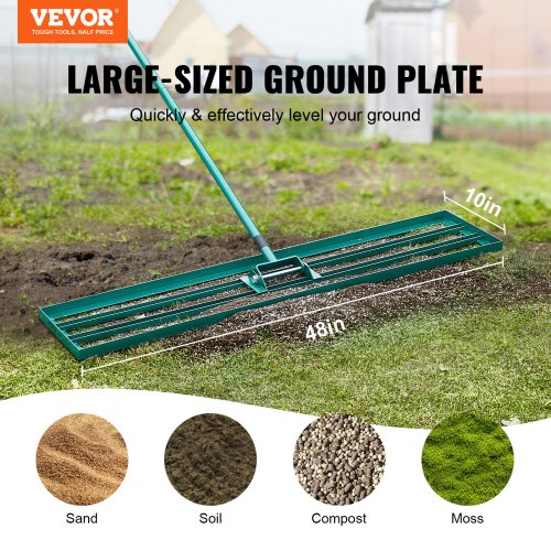 Lawn Leveling Rake, 48"x10" Level Lawn Tool, Heavy-duty Lawn Leveler with 78" Steel Extended Handle, Yard Leveling Rake Suit for Garden, Golf Lawn, Farm