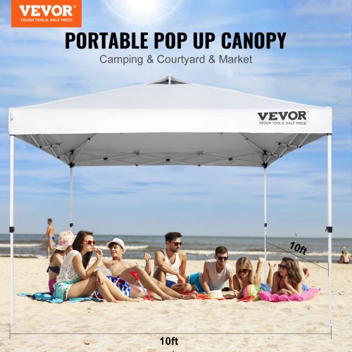Pop Up Canopy Party Tent 10 x 10 ft with Portable Bag for Camping White