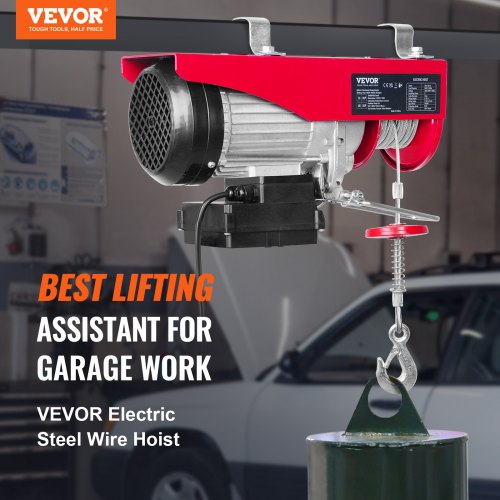 Electric Hoist, 1320 lbs Lifting Capacity, 1150W 220V Electric Steel Wire Winch with Wireless Remote Control, 40ft Single Cable Lifting Height & Pure Copper Motor, for Garage Warehouse Factory