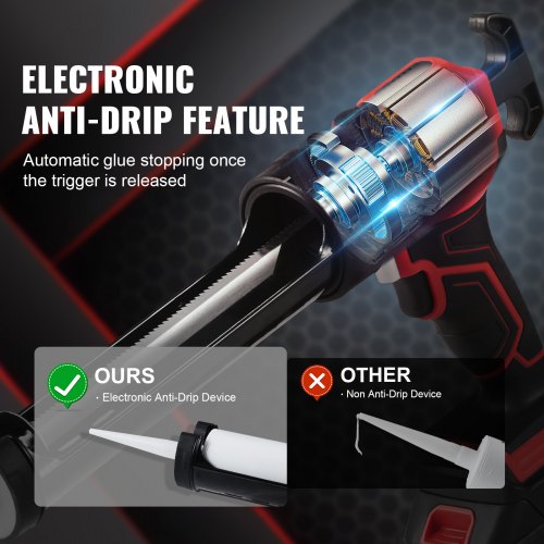 20V Cordless Electric Caulking Gun 10oz/300ml with 4 Adjustable Speeds