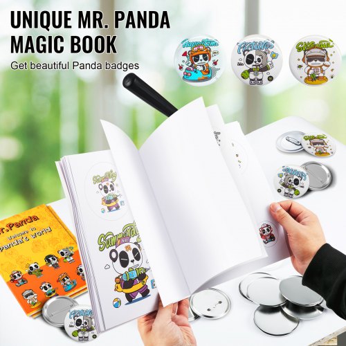 Button Maker Machine, Multiple Sizes 1+2.25 Inch Badge Punch Press Kit, Children DIY Gifts Pin Maker, Button Making Supplies with 500pcs Button Parts & Circle Cutter & Magic Book