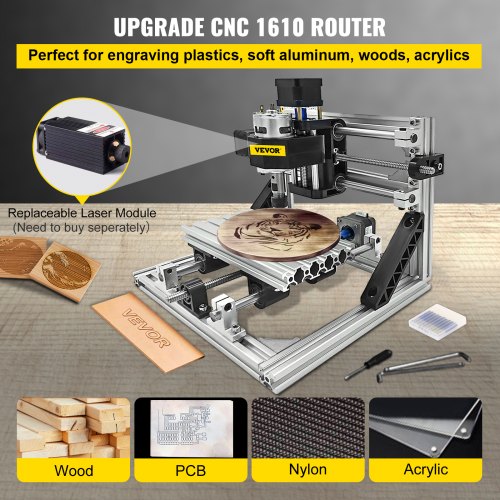 CNC Router Machine CNC 1610 3 Axis GRBL Control with ER11 and 5mm Extension Rod for Plastic Acrylic PCB PVC Wood Carving DIY Ideas? XYZ Working Area 160x100x40mm