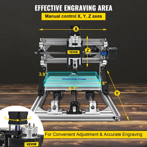 CNC Router Machine CNC 1610 3 Axis GRBL Control with ER11 and 5mm Extension Rod for Plastic Acrylic PCB PVC Wood Carving DIY Ideas? XYZ Working Area 160x100x40mm