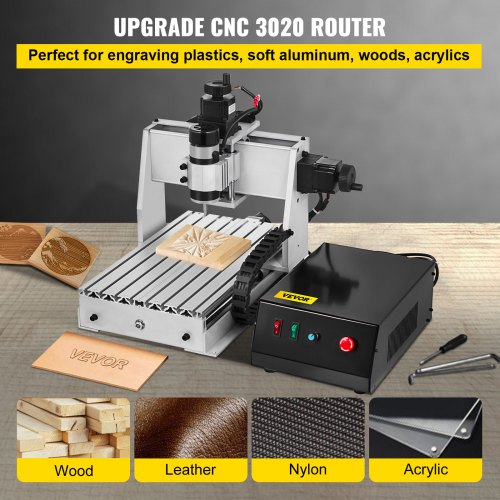 CNC Router Engraver Kit 3020 CNC Router 3 Axis USB Port CNC Router Engraver Machine 200W CNC Router Engraving Drilling Milling Machine MACH3 Control for DIY(300X200mm)