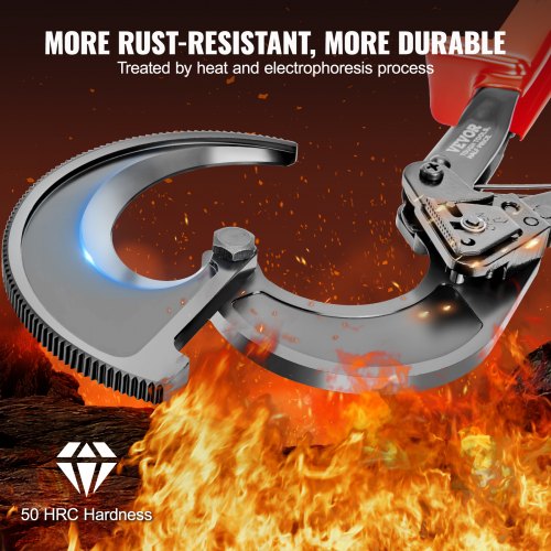 Ratcheting Cable Cutter, 11" Ratchet Wire and Cable Cutter, Cut up to 400 mm², with Comfortable Grip Handles, Easy to Use Quick-Release Lever, Silicon-Manganese Spring Steel Blade