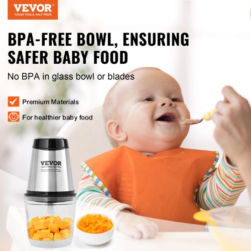 Electric Food Chopper Food Processor 2.5 Cup Glass Bowl Meat Grinder Mixer