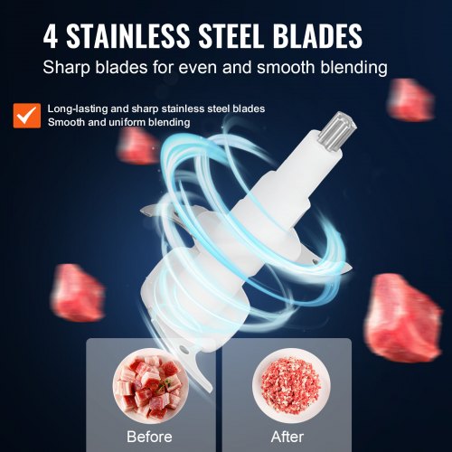 Electric Food Chopper Food Processor 2.5 Cup Glass Bowl Meat Grinder Mixer