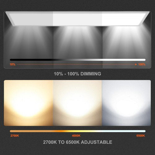 LED Ceiling Light with Remote Control, 5000LM 50W, Dimmable LED Panel Light Fixture with Adjustable Color Temperature 2700K-6500K, 1200 x 300 x 53 mm Lamp for Home Office Classroom Dining Room