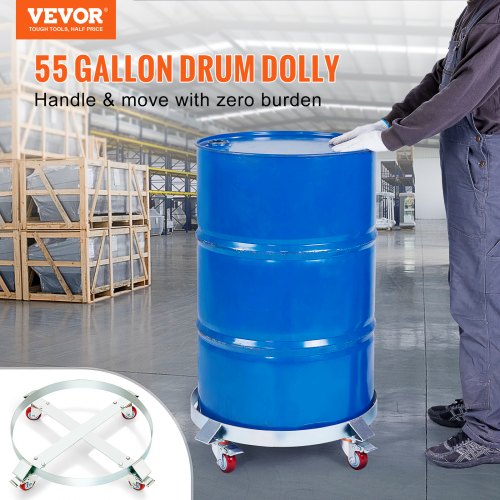 2PCS 55 Gallon Heavy Duty Drum Dolly, 1000 lbs Load Capacity, Barrel Dolly Cart Drum Caddy, Non Tipping Hand Truck Capacity Dollies with Steel Frame 4 Swivel Casters Wheel, for Drum Handling
