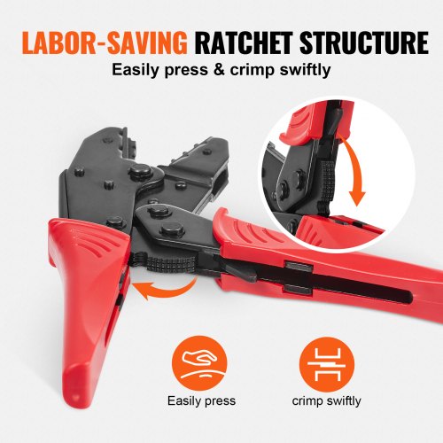 Crimping Tool, AWG22-10 Heat Shrink/Nylon/Insulated Terminal Crimper, Labor-Saving Ratcheting Wire Crimp Pliers with a Pair Of Gloves, a Wire Stripping Pliers, and 210pcs Heat Shrink Tubes