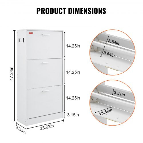Shoe Cabinet with 3 Flip Drawers Shoe Storage Cabinet for Entryway