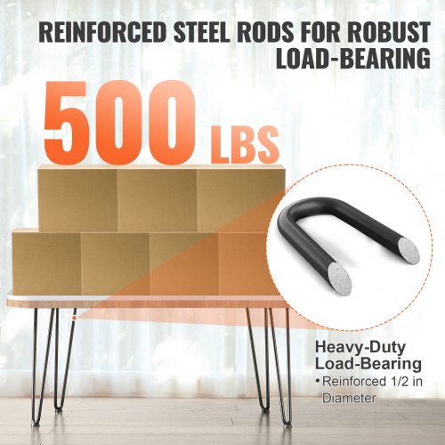 482.6MM Hairpin Furniture Legs, Metal Home DIY Projects for Nightstand, Coffee Table, Desk, 226.8KG Load Capacity with Rubber Floor Protectors, Metal Heavy Duty Sturdy Modern Table Legs, 4PCS