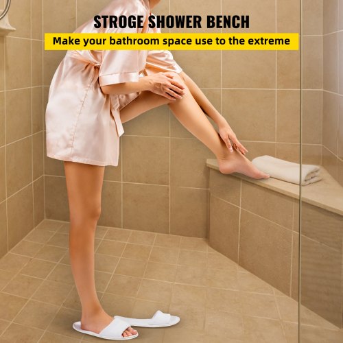 Tile Shower Seat, 22.4" x 16" x 20" Ready To Tile Shower Seat, Factory Waterproof & 100% Leak Proof Tileable Shower Corner Seat, 440 lbs Load-bearing Triangular Board Shower Bench
