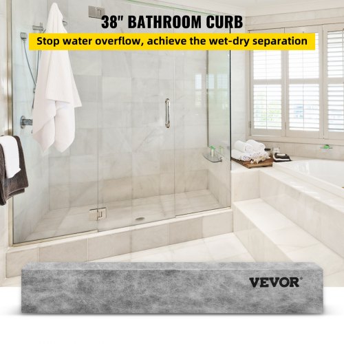 Shower Curb, 38'' x 4'' x 6'', Cuttable Waterproof XPS Foam Curb, Covering with PE Waterproof Membrane, Ready-to-tile with Thin-set Mortar, Perfect for Bathroom Decoration
