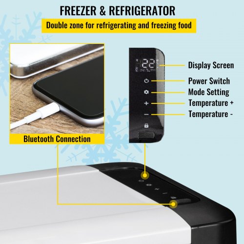 12 Volt Refrigerator, 22Qt, Dual Zone Car Fridge Freezer w/ App Control & Wheels, 12/24V DC & 100-240V AC Electric Compressor Cooler for Car Truck Vehicle RV Boat Outdoor & Home Use