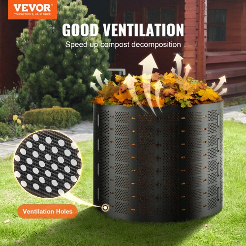 Compost Bin 220 Gallon, Outdoor Expandable Composter, Easy to Setup & Large Capacity Composting Bin, Fast Creation of Fertile Soil