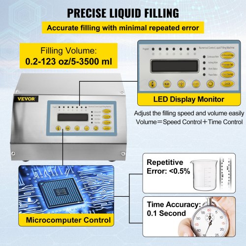 Liquid Filling Machine 2-3500ml GFK-160 LCD Display Digital Control Pump Liquid Filler Machine Automatic Liquid Filling Machine