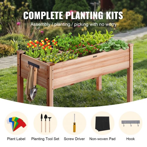 Wooden Raised Garden Bed Planter Box 47.2x22.8x30" Flower Vegetable Herb
