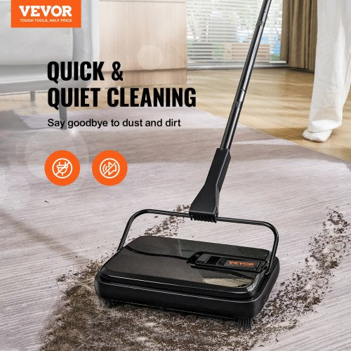 Carpet Sweeper, 7.87 in Sweeping Paths, Floor Sweeper Manual Non Electric, 300 ml Dustbin Capacity with Comb for Home Office Rugs Hardwood Surfaces Wood Floors Laminate, Cleans Dust Pet Hair