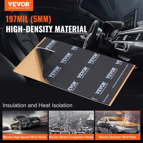 Car Sound Deadening Mat, 200 mil 2.3sq.m Car Sound Dampening Material, Butyl Automotive Sound Deadener, Noise Insulation and Vibration Dampening Material for Car