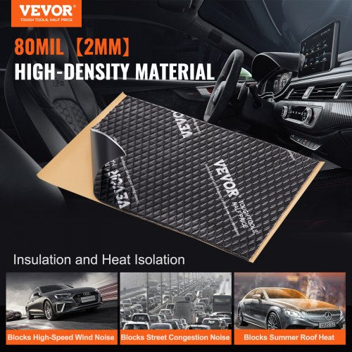 Car Sound Deadening Mat, 80 mil 0.9sq.m Car Sound Dampening Material, Butyl Automotive Sound Deadener, Noise Insulation and Vibration Dampening Material for Car
