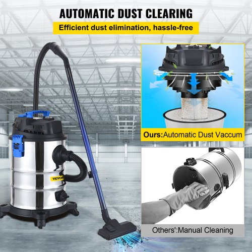 Dust Extractor Collector, 25L / 6.5 Gallon Capacity, HEPA Filtration System Automatic Dust Shaking, 1200W Powerful Motor Wet & Dry Vacuum Cleaner, Heavy-Duty Shop Vacuum with Attachments