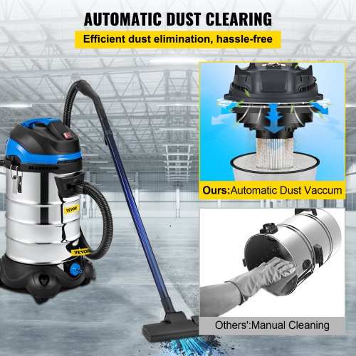 Dust Extractor Collector, 30L / 8 Gallon Capacity, HEPA Filtration System Automatic Dust Shaking, 1200W Powerful Motor Wet & Dry Vacuum Cleaner, Heavy-Duty Shop Vacuum with Attachments