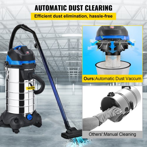 Dust Extractor Collector, 40L / 11 Gallon Capacity, HEPA Filtration System Automatic Dust Shaking, 1200W Powerful Motor Wet & Dry Vacuum Cleaner, Heavy-Duty Shop Vacuum with Attachments